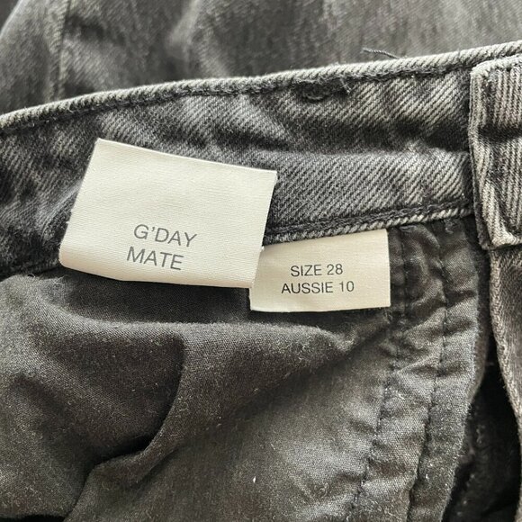 Rolla's High Rise Denim Distressed Charcoal Wash Straight Leg Jeans Black 28 - Picture 10 of 11